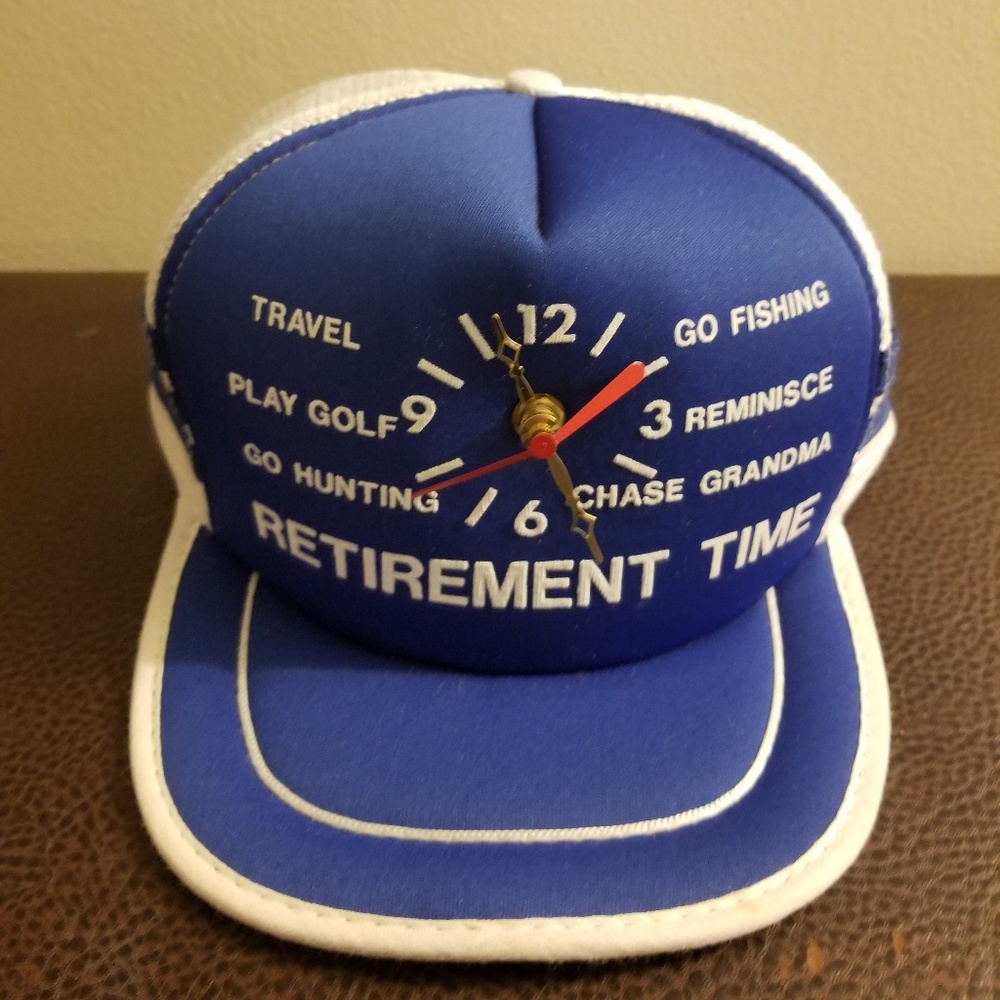 Vintage Retirement Time Clock Mesh Trucker Hat